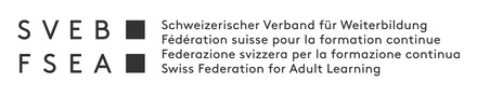 Logo von SVEB in schwarz mit Untertitel Schweizerischer Verband für Weiterbildung.